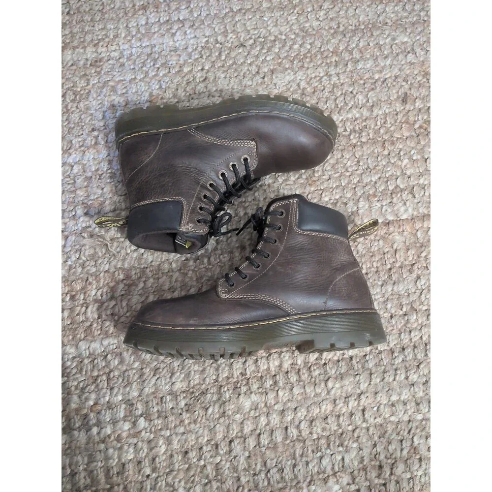 Dr Martens Men's Size 12 Air Wair Industrial Brown Leather Boots Steel Toe Ankle